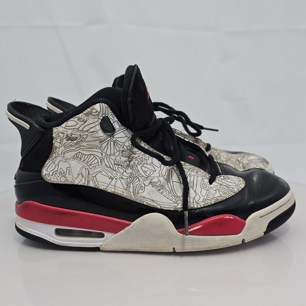 Nike Air Jordan Dub Zero 311046-162 Men 8 White/Black/Red Leather/Patent Sneaker